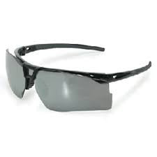 Uvex Bayonet Safety Glasses With Black And Gray Frame And Gray And Silver Supra-Dura Hard Coat Anti-Scratch Mirror Lens