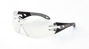 Uvex Pheos Safety Glasses With Black And Gray Frame And Slim Clear Dura-streme Hard Coat Anti-Fog Lens