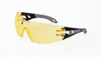 Uvex Pheos Safety Glasses With Black And Gray Frame And Slim Amber Dura-streme Hard Coat Anti-Fog Lens