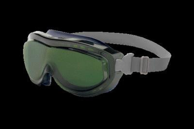 Uvex Flex Seal Indirect Vent Over The Glasses Goggles With Navy Blue Light Weight Silicone Frame, Shade 5.0 Green Uvextreme Anti-Fog Lens And Neoprene Headband