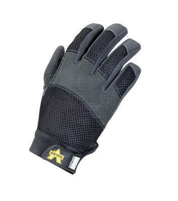 Valeo Medium Black Mechanics Air Mesh Full Finger Synthetic Leather And Mesh Mechanics Gloves With Hook and Loop Cuff, Mesh Back With Padded Knuckles, Synthetic Palm , And Reinforced Fingertips And Stitching