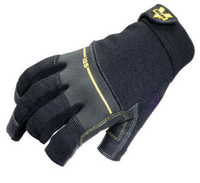 Valeo X-Large Black Work Pro Open Finger Medium-Duty Synthetic Leather Mechanics Gloves With Elastic Cuff, Leather Palm With GripTech Protective Patches, And Terry-Cloth Sweat Wipe On Thumb