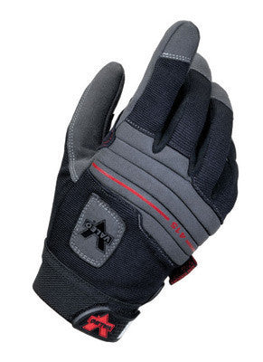 Valeo Large Black Mechanics Anti-Vibe Full Finger Synthetic Leather Anti-Vibration Gloves With Elastic Cuff, AV GEL Padding In Palm And Thumb, Stretch-Knit Padded Back, And EVA Padded Split Knuckles