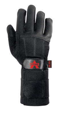 Valeo Medium Black Pro Full Finger Premium Leather Anti-Vibration Glove With Elastic Cuff, Wrist Wrap, AV GEL Padded Palm And Gel Foam In Thumb, Thumb Joint And All Fingers