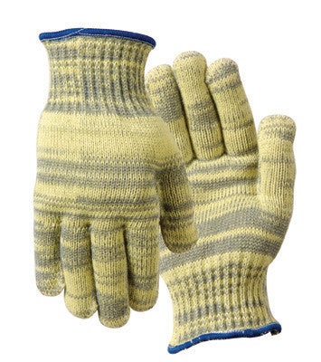 Wells Lamont Gray And Yellow Medium Whizard Metalguard Heavy Weight High Perforamnce Fibers, Stainless Steel And Cotton Plaiting Cut Resistant Gloves With Knit Wrist
