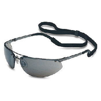 Sperian Fuse Metal Safety Glasses With Gunmetal Frame, Silver Polycarbonate Anti-Scratch Hard Coat Mirror Lens And Break-Away Neck Cord