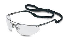 Sperian Fuse Metal Safety Glasses With Gunmetal Frame, Clear Polycarbonate Fog-Ban Anti-Fog Lens And Break-Away Neck Cord