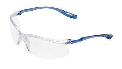 3M Virtua Sport CCS Safety Glasses With Blue Frame, Clear Polycarbonate Hard Coat Lens And Corded Earplug Control System (CSS)