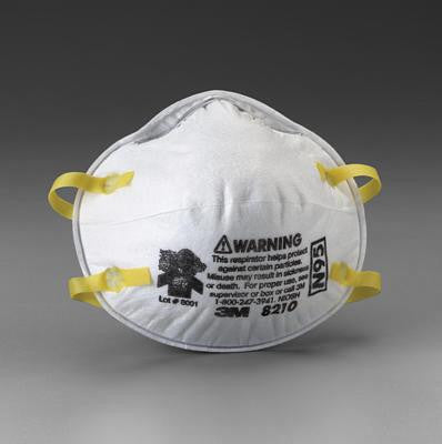 3M 8210 N95 Particulate Disposable Respirator - NIOSH 42CFR84 (20 Each Per Box)