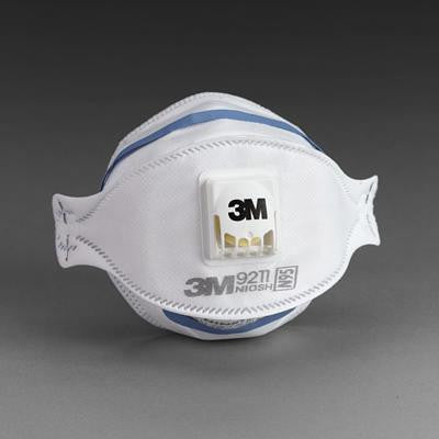 3M 9211 N95 Particulate Disposable Respirator With Cool Flow Exhalation Valve - NIOSH 42CFR84 (10 Each Per Box)