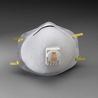 3M 8516 N95 Nuisance Acid Gas Disposable Respirator With Cool Flow Exhalation Valve And M-Noseclip - NIOSH 42CFR84 (10 Each Per Box)