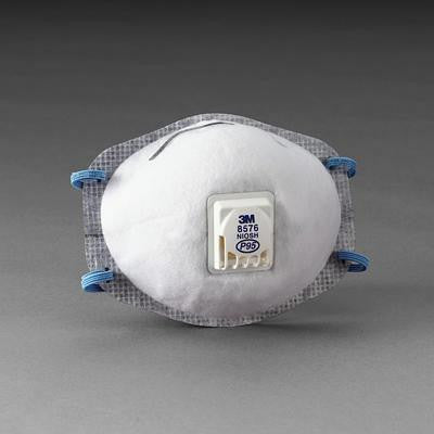 3M 8576 P95 Particulate Disposable Respirator With Cool Flow Exhalation Valve And M-Noseclip - NIOSH 42CFR84 (10 Each Per Box)