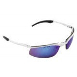 3M Safety Sunwear Safety Glasses With Silver Aluminum Frame And Blue Mirror Polycarbonate Anti-Scratch Lens