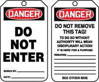 Accuform Signs 5 7/8" X 3 1/8" HS Laminate Accident Prevention Tag "Danger Do Not Enter" With Disciplinary Action Warning On Back (25 Per Package)
