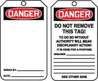 Accuform Signs 5 7/8" X 3 1/8" HS Laminate Accident Prevention Tag "Danger" With Disciplinary Action Warning On Back (25 Per Package)