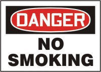 Accuform Signs 10" X 14" Red, Black And White Adhesive Vinyl Smoking Control Sign "Danger No Smoking"