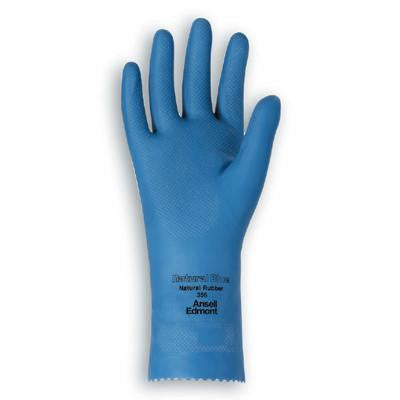 Ansell Size 10 Natural Blue Light Duty Sky Blue Unsupported 17 Mil Natural Latex Unlined 12" Glove With Fishscale Grip