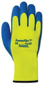 Ansell Size 10 Hi-Viz Yellow And Blue PowerFlex TŒ_ Hi Viz Yellow Rubber Thermal And Terry Cloth Lined Cold Weather Gloves With Knit Wrist And Latex Coating