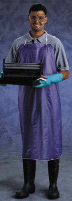 Ansell 33" X 54" Blue CPP 8 mil Vinyl Chemical Protection Apron With Sewn Edge