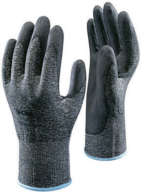 SHOWA Best Glove Size 8 SHOWA  541 13 Gauge Cut Resistant Gray Flat-Dipped Polyurethane Palm Coated Work Gloves With Black High Performance Polyethylene Engineered (HPPE) Liner And Elastic Knit Wrist