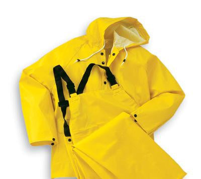 Onguard Industries X-Large Yellow Webtex .65 mm Polyester And PVC 3 Piece Rain Suit (Includes Jacket With Front Snap Closure, Detached Hood And No Fly Bib Pants)
