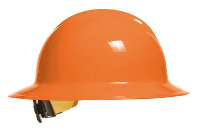 Bullard HiViz Orange Classic Model C33 Class E And G Type l Polyethylene Full Brim Hard Hat WIth 6 Point Ratchet Suspension