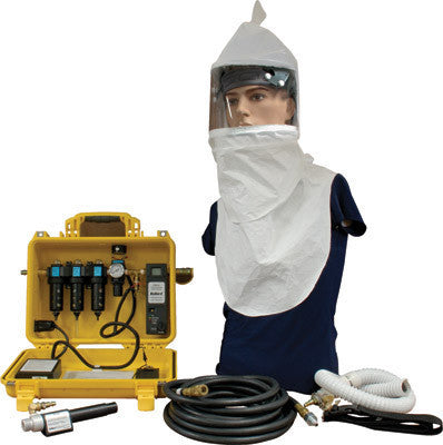 Bullard Clean Air Box (CAB) Air Filtration System With 88VX Respirator Helmet Assembly And V10 Series 25' Starter Hose With 1/4" Industrial Interchange Quick Disconnect Coupler And Male Nipple