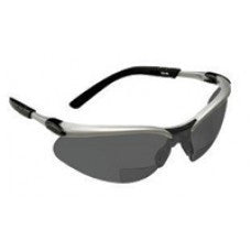 3M BX Dual Readers 2.0 Diopter Safety Glasses With Silver And Black Frame And Gray Polycarbonate Lens