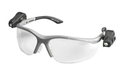 3M Light Vision 2 Safety Glasses With Gray Frame, Clear Polycarbonate Anti-Fog Lens, Dual LED Lights, Microfiber Bag And Lanyard