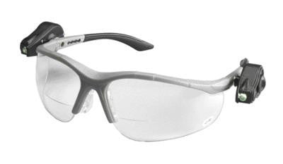 3M Light Vision 2 Readers 1.5 Diopter Safety Glasses With Gray Frame, Clear Polycarbonate Anti-Fog Lens, Dual LED Lights, Microfiber Bag And Lanyard