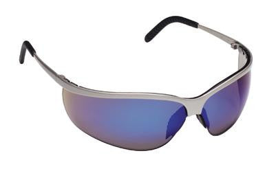 3M Metaliks Sport Safety Glasses With Metal Nickel Frame And Blue Polycarbonate Anti-Fog Anti-Scratch Hard Coat Mirror Lens