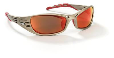 3M Fuel Safety Glasses With Nylon Metallic Sand Frame, Red Polycarbonate Anti-Scratch Mirror Lens, Vented Temples, Microfiber Bag And Lanyard