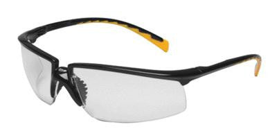 3M Privo Safety Glasses With Black And Orange Frame And Clear Polycarbonate Indoor/Outdoor Mirror Lens