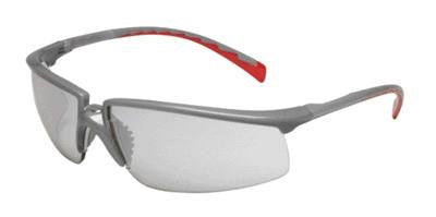 3M Privo Safety Glasses With Silver And Red Frame And Clear Polycarbonate Indoor/Outdoor Mirror Lens