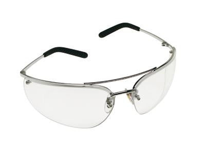 3M Metaliks Safety Glasses With Polished Metal Silver Frame And Clear Polycarbonate Anti-Fog Lens