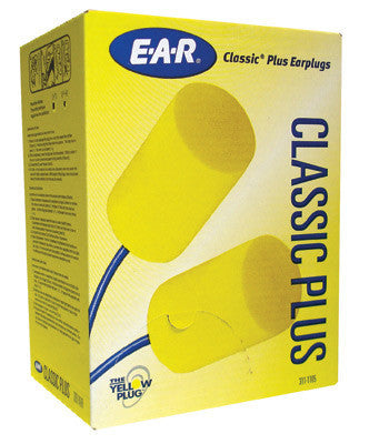 3M Single Use E-A-R Classic Plus Cylinder Shaped PVC And Foam Corded Earplugs (1 Pair Per Poly Bag, 200 Pair Per Box)