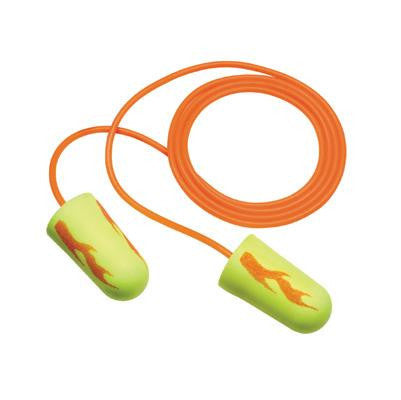 3M Single Use E-A-R E-A-Rsoft Yellow Neon Blasts Tapered Foam And PVC Corded Earplugs (1 Pair Per Poly Bag, 200 Pair Per Box)