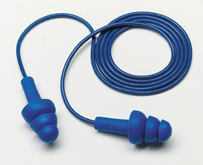 3M Multiple Use E-A-R UltraFit Triple Flange Foam Metal Detectable Corded Earplugs (1 Pair Per Poly Bag, 100 Pair Per Box)