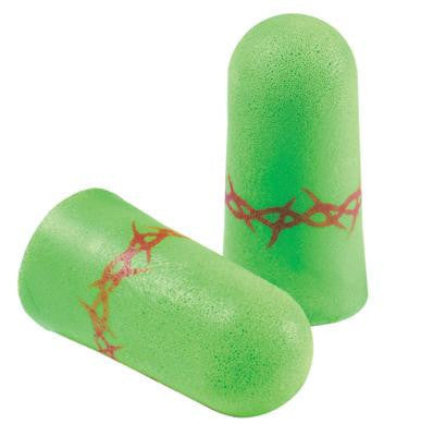 3M Single Use Peltor NEXT Tattoo Tapered Neon Green Foam Uncorded Earplugs (200 Pair Per Box)