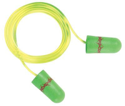 3M Single Use Peltor NEXT Tattoo Tapered Neon Green Foam Corded Earplugs (100 Pair Per Box)