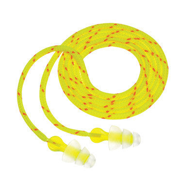 3M Multiple Use Peltor NEXT Tri-Flange Triple Flange Acrylic Corded Earplugs With Cloth LiveWire Cord (100 Pair Per Box)