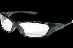 Crews ForceFlex Safety Glasses With Opaque Black Thermo Plastic Urethane (TPU) Frame And Clear Polycarbonate Duramass AF Anti-Fog Anti-Scratch Lens