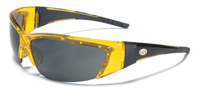 Crews ForceFlex 2 Safety Glasses With Translucent Yellow Thermo Plastic Urethane (TPU) Frame With Black Rubber Inserts And Gray Polycarbonate Duramass Anti-Scratch Lens