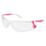 Crews Mantis Safety Glasses With White Frame, Clear Lens, Rotating Temples And White Temple Sleeves