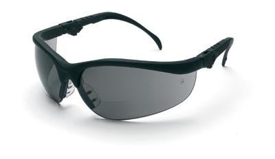 Crews Klondike Magnifier 1.0 Diopter Safety Glasses With Black Frame And Gray Polycarbonate Duramass Anti-Scratch Lens