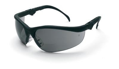 Crews Klondike Magnifier 1.5 Diopter Safety Glasses With Black Frame And Gray Polycarbonate Duramass Anti-Scratch Lens