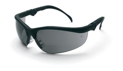 Crews Klondike Magnifier 2.0 Diopter Safety Glasses With Black Frame And Gray Polycarbonate Duramass Anti-Scratch Lens