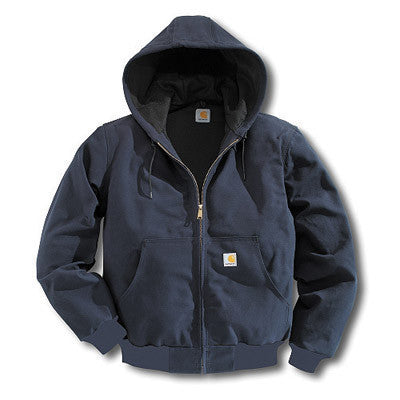 Carhartt 2X Regular Dark Navy Thermal Lined 12 Ounce Cotton Duck Active Jacket With Front Zipper Closure And Attached Hood