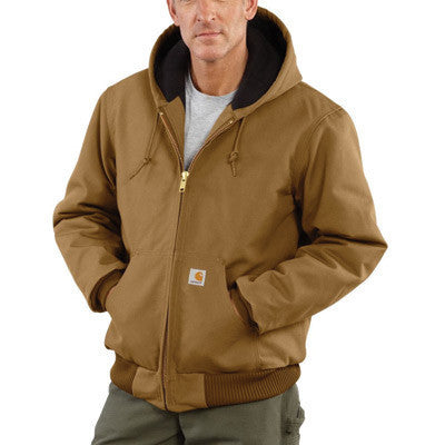 Carhartt 2X Regular Brown Quilted-Flannel Lined 12 Ounce Cotton Duck Active Jac Jacket With Front Zipper Closure