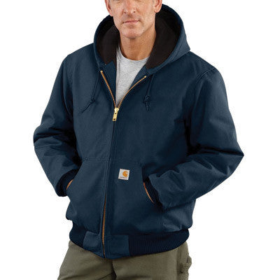 Carhartt 2X Regular Dark Navy Quilted-Flannel Lined 12 Ounce Cotton Duck Active Jac Jacket With Front Zipper Closure